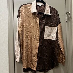 Two-Tone Brown and Cream Women’s Short